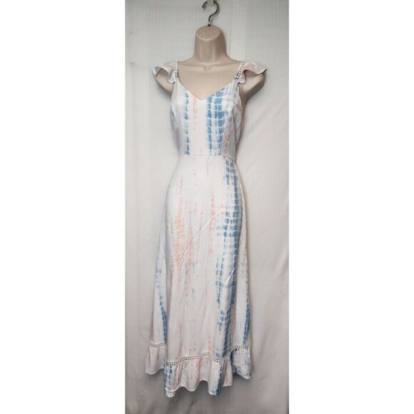 Japna Tie Dye Multicolor Pink and Blue Maxi Dress Size Small - Picture 2 of 5